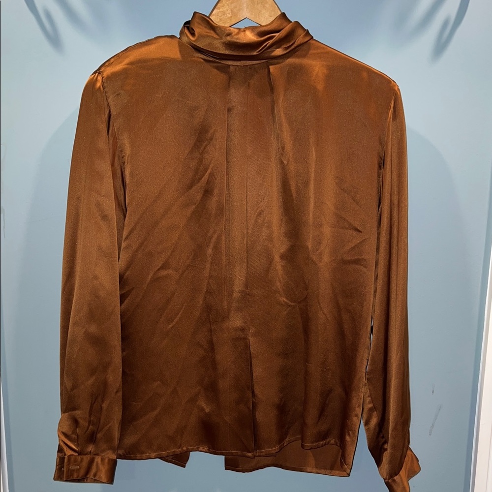 Jones New York Brown Satin Top
